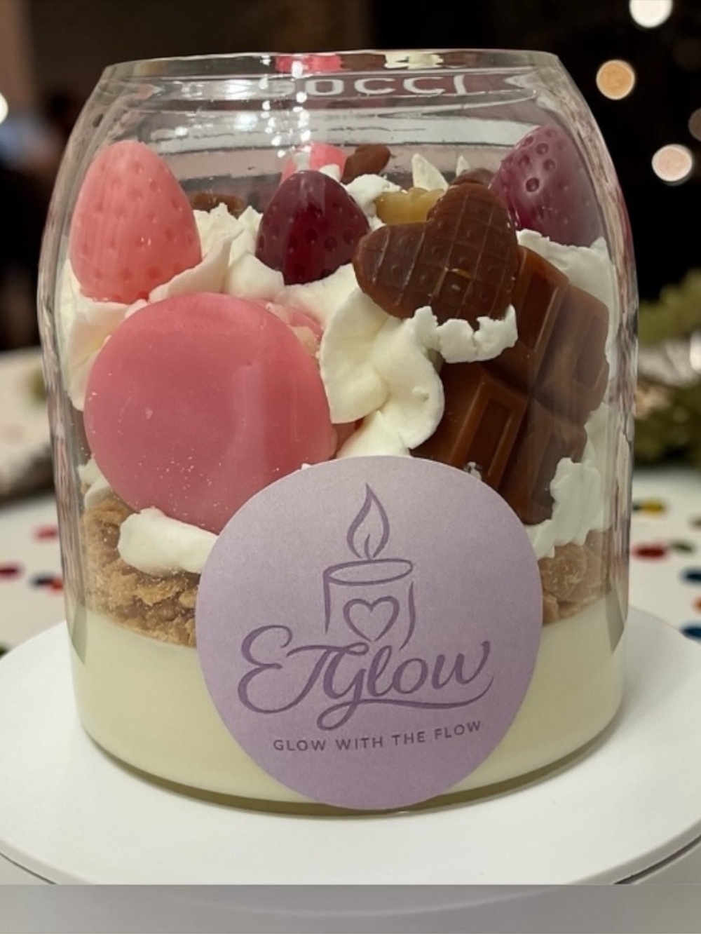 Handmade NWOT Dessert Style 100 % Soy Wax Scented Candle in Glass Jar.